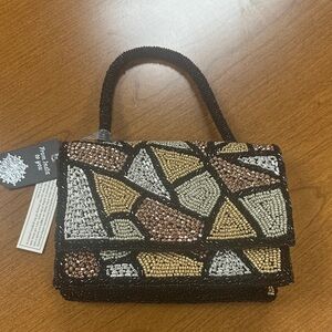 From India to you tri- metal beaded handle and crossbody bag